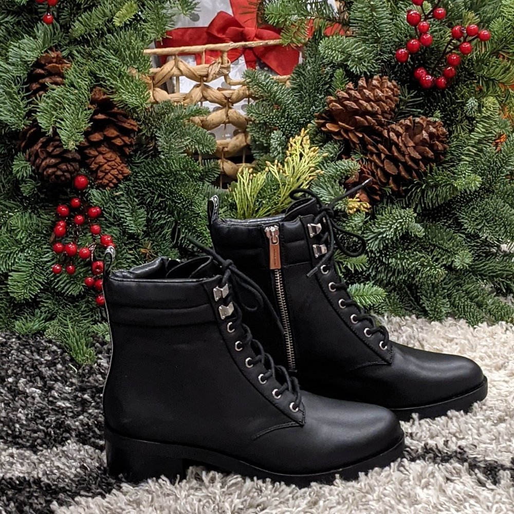 MICHAEL KORS HASLEY LACE BLACK - LOGO - BOOTS SIZE 7 + MICHAEL KORS DUST BAG 🖤 - Picture 5 of 7